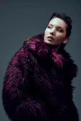 fashion woman purple coat fur