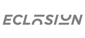 Logo en texte stylisé gris lisant ECLISION sur un fond clair, avec les lettres I et O dessinées de manière unique à l'aide de lignes et de formes.